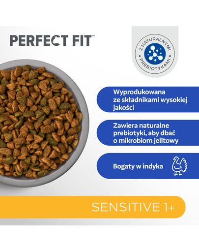 PERFECT FIT Sensitive 1+ Bogata w indyka 7 kg sucha karma pełnoporcjowa dla dorosłych wrażliwych kotów