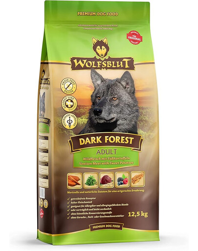 WOLFSBLUT Dark Forest Adult 12,5 kg karma z dziczyzną i słodkimi ziemniakami dla psów