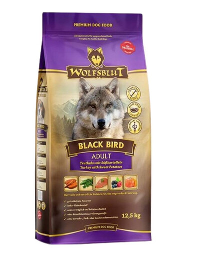 WOLFSBLUT Black Bird Adult 12,5 kg karma z indykiem i słodkimi ziemniakami dla psów