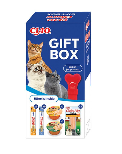 INABA Cat Ciao GIFTBOX Prezent świąteczny dla kota 13 przekąsek + łyżeczka