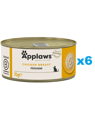 APPLAWS Cat Adult Mousse Chicken mus z kurczakiem 6x70g