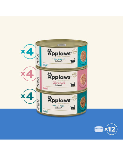 APPLAWS Applaws Cat Tin 12x156g Fish Selection in Broth Multipack