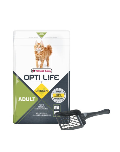 VERSELE-LAGA Opti Life Cat Adult Chicken 2.5 kg dla kotów dorosłych + Łopatka do kuwety GRATIS