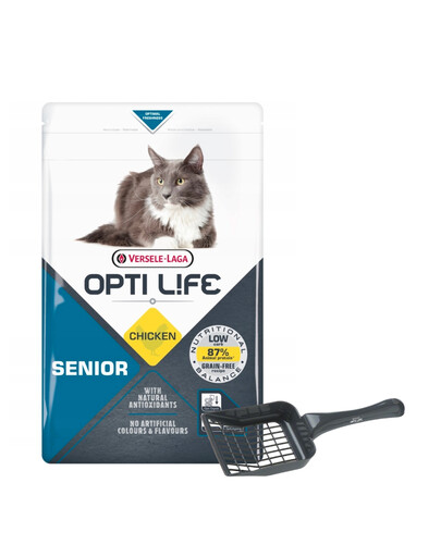 VERSELE-LAGA Opti Life Cat Senior Chicken 1 kg dla kotów seniorów + Łopatka do kuwety GRATIS