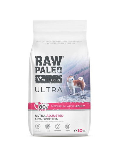 RAW PALEO Ultra Pork Medium&Large Adult 10kg wieprzowina karma dla psów ras średnich i dużych