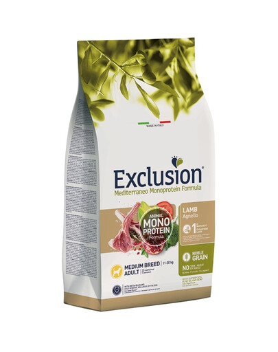 EXCLUSION Monoprotein Noble Grain M 3 kg jagnięcina karma dla psów średnich ras