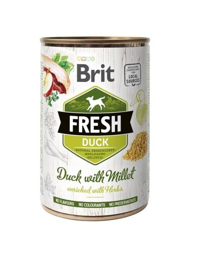 BRIT FRESH Duck with millet Kaczka i proso 400 g mokra karma dla psów