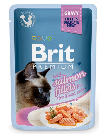 BRIT Premium Cat Delicate fillets in gravy Salmon 24x85g dla kotów sterelizowanych z łososiem