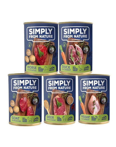 SIMPLY FROM NATURE Mokra karma dla psa mix 5 smaków 5 x 400g