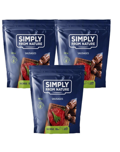 SIMPLY FROM NATURE - przysmak dla psa, naturalne kiełbaski z koniną 3x200 g