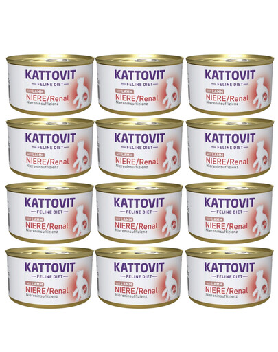 KATTOVIT Feline Diet Niere/Renal Lamb 12 x 85 g dla kotów w celu wsparcia funkcji nerek Jagnięcina