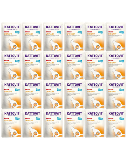 KATTOVIT Feline Diet Urinary z cielęciną 24 x 85 g dla kotów aby zapobiec powstawaniu kamieni struwitowych