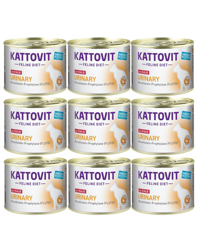 Kattovit Urinary Cielecina Dieta Dla Kotów,12x185g - mokra karma dla kotów z chorobami układu moczowego