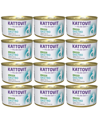 KATTOVIT Feline Diet Gastro Turkey 12 x 85 g karma dla kotów z zaburzeniami żołądkowo-jelitowymi Indyk