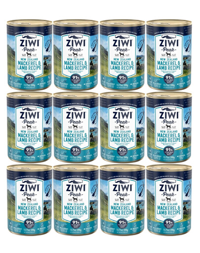 ZIWIPEAK Dog Mackerel & Lamb 12x390 g - Mokra karma dla psów, Makrela i jagnięcina