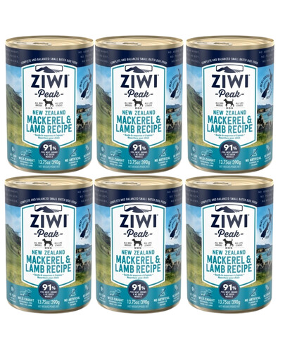 ZIWIPEAK Dog Mackerel & Lamb 6x390 g - Mokra karma dla psów, Makrela i jagnięcina