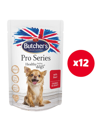 BUTCHER'S ProSeries Dog z wołowiną kawałki w sosie 12 x 100 g