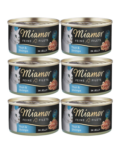 MIAMOR Feline Filets Tuna and shrimp in jelly 6 x 100 g mokra karma dla kotów w galaretce Tuńczyk i krewetki