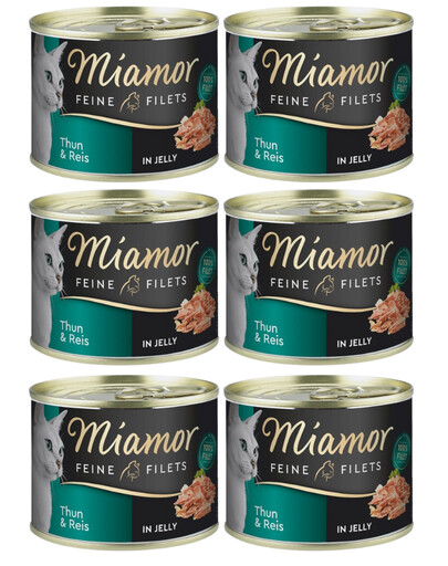 MIAMOR Feline Filets Tuna and rice in jelly 6 x 185 g mokra karma dla kotów w galaretce Tuńczyk i ryż