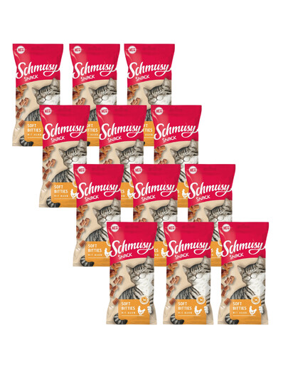 SCHMUSY SNACK Soft Bities miękkie kąski 12x60 g przysmak dla kotów z kurczakiem