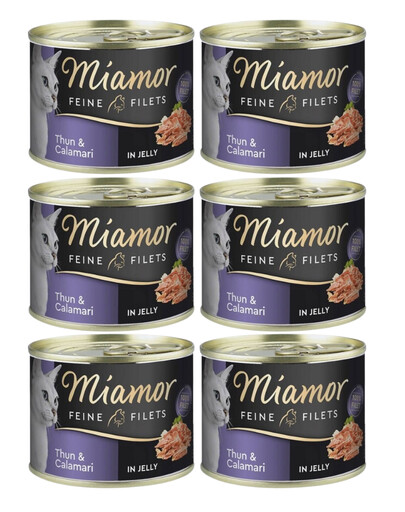 MIAMOR Feline Filets Tuna and calamari in jelly 6 x 185 g mokra karma dla kotów w galaretce Tuńczyk i kalmary