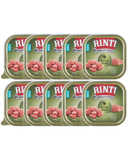 RINTI Singlefleisch Turkey z indykiem, 10x150 g - mokra karma dla dorosłych psów