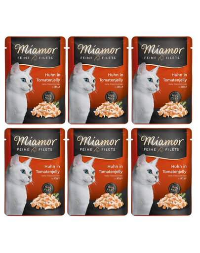 MIAMOR Feline Filets saszetki 6x100 g Kurczak z pomidorem w galaretce Mokra karma dla kota