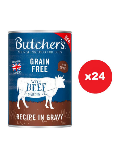 Butcher's Original Recipe in Gravy, kawałki z wołowiną w sosie, 24x400g - mokra karma dla psa