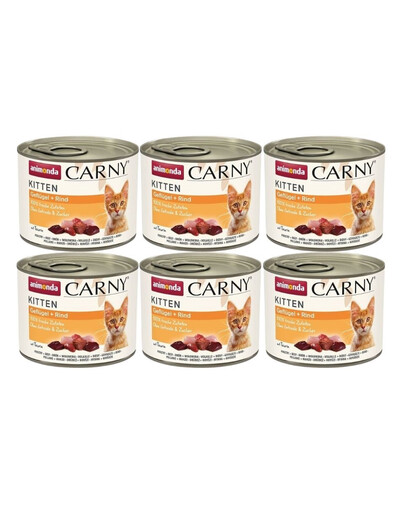 ANIMONDA Carny Kitten Poultry and Beef mokra karma dla kociąt z drobiem i wołowiną 6x200 g