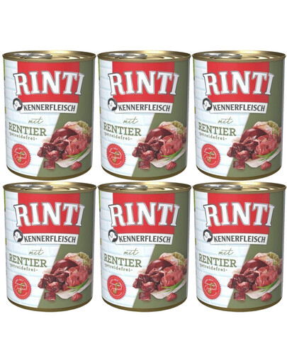 RINTI Kennerfleisch Reindeer 6x800 g karma mokra dla psa Renifer