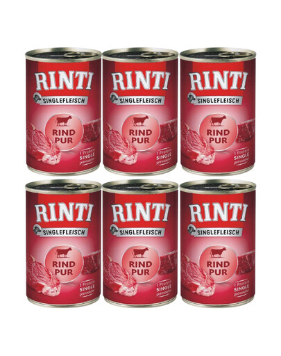 RINTI Singlefleisch Beef Pure 6x400 g - Monoproteinowa mokra karma dla psów z wołowiną