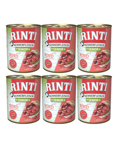 RINTI Kennerfleish Senior Beef z wołowiną, 6x800 g - mokra karma dla starszych psów