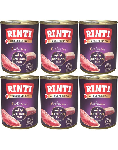 RINTI Singlefleisch Exclusive Poultry Pure 6x800 g monobiałkowa mokra karma dla psów Drób