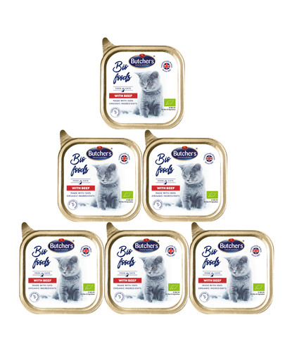 Butcher's Bio Foods Cat z wołowiną pasztet 6x85g