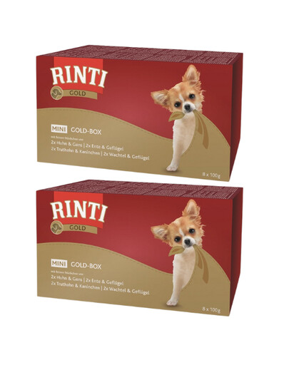 RINTI Gold Multibox Mini tacka 16x100g kurczak i gęś, indyk i królik, kaczka i drób, przepiórka i drób dla małych psów