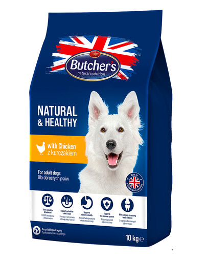 Butcher's Natural&Healthy Dog Dry z Kurczakiem 10 kg - sucha karma dla psów z kurczakiem 10kg