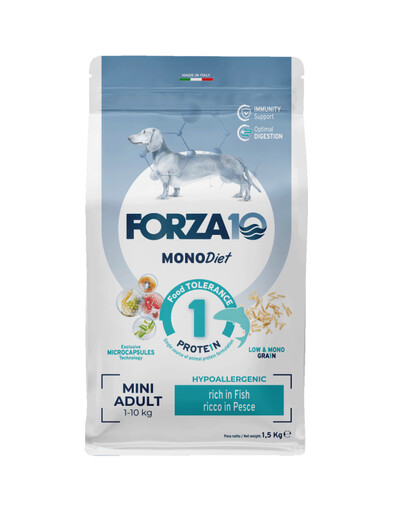 FORZA10 Mini Diet Fish 1,5 kg Hipoalergiczna sucha karma dla psów małych ras z rybą