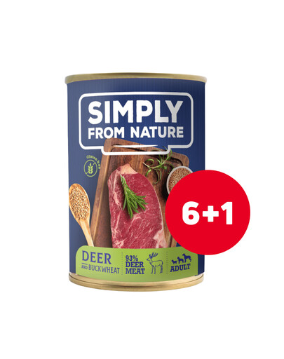 SIMPLY FROM NATURE Mokra karma dla psa Jeleń z kaszą gryczaną 6 x 400 g + 1 GRATIS