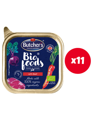 Butcher's Bio Foods Dog z wołowiną pasztet 11x150g