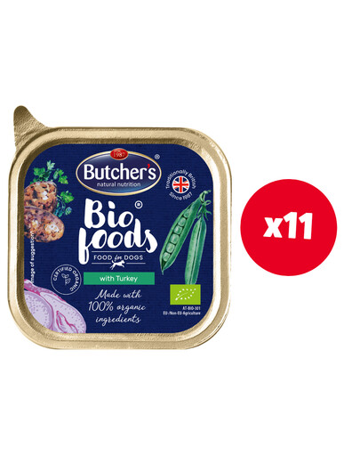 Butcher's Bio Foods Dog z indykiem pasztet 11x150g