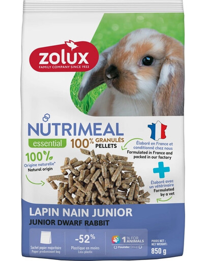 ZOLUX NUTRIMEAL 4 Rabbit Dwarf Junior 850 g karma granulat dla królika miniaturki junior