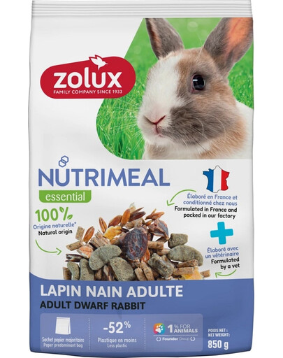 ZOLUX NUTRIMEAL 4 Rabbit Dwarf Adult 850 g karma mieszanka dla królika miniaturki adult