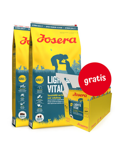 JOSERA Light&Vital 2 x 12,5kg dla dorosłych psów wspomagająca redukcję masy ciała + 5 x 900g GRATIS