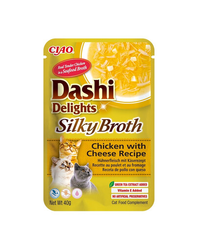 INABA Cat Dashi Delights Silky Broth Uzupełniająca karma dla kotów z kurczakiem i serem 40g