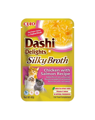 INABA Cat Dashi Delights Silky Broth Uzupełniająca karma dla kotów z kurczakiem i łososiem 40g