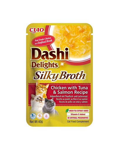 INABA Cat Dashi Delights Silky Broth Uzupełniająca karma dla kotów z kurczakiem, tuńczykiem i łososiem 40g