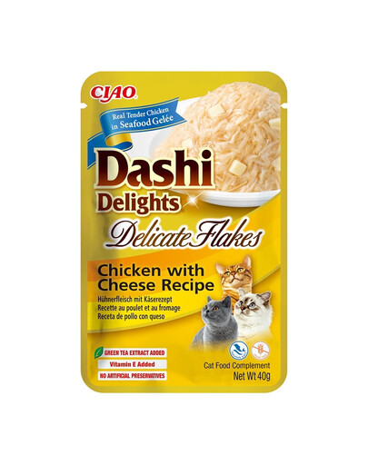 INABA Cat Dashi Delights Delicate Flakes Uzupełniająca karma dla kotów z kurczakiem i serem 40g