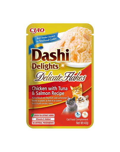 INABA Cat Dashi Delights Delicate Flakes Uzupełniająca karma dla kotów z kurczakiem, tuńczykiem i łososiem 40g