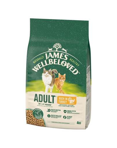 JAMES WELLBELOVED Cat Adult Indyk sucha karma dla dorosłych kotów 4 kg