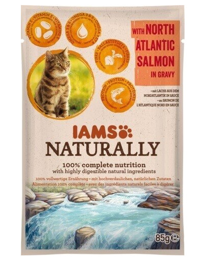 IAMS Naturally Adult Cat with North Atlantic Salmon in Gravy 85 g mokra karma w sosie dla kota